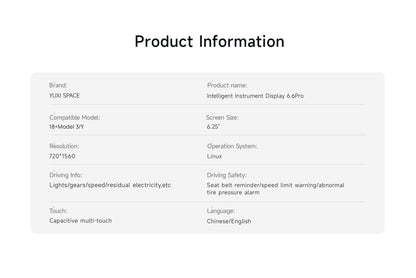 6.6‘’ Pro Driver View Dash & Touchscreen LCD Display (Smart Instrument Cluster) for Model 3 / Y